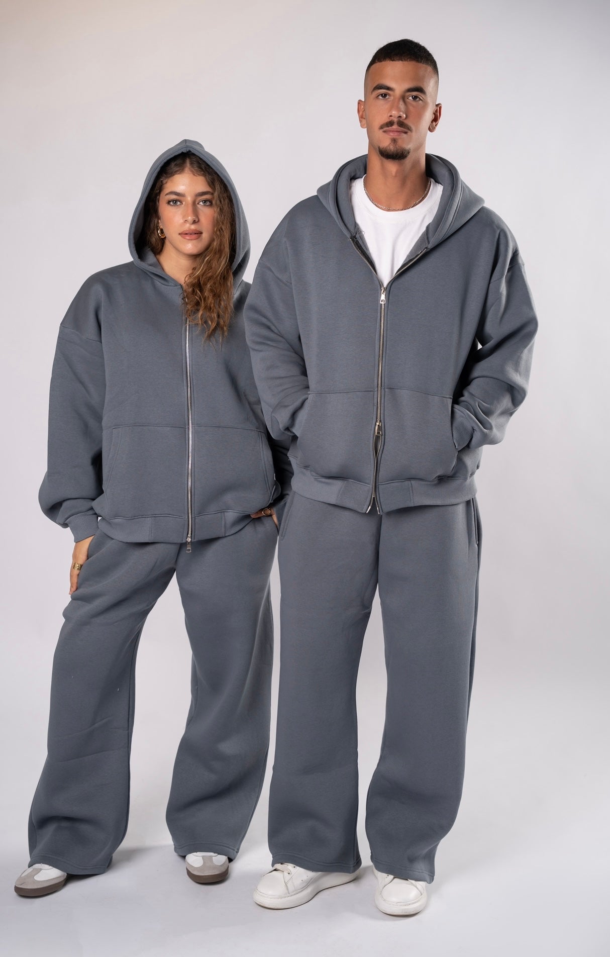 Double zipper set grey