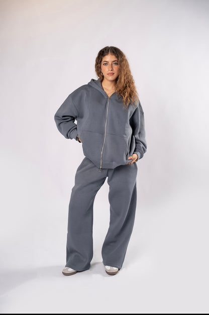 Double zipper set grey